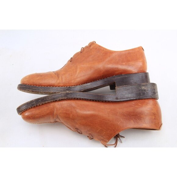 Lidfort for Barney's Mens Leather Lace Up Shoes Brown Tan Mens Sz 9 - Picture 9 of 16